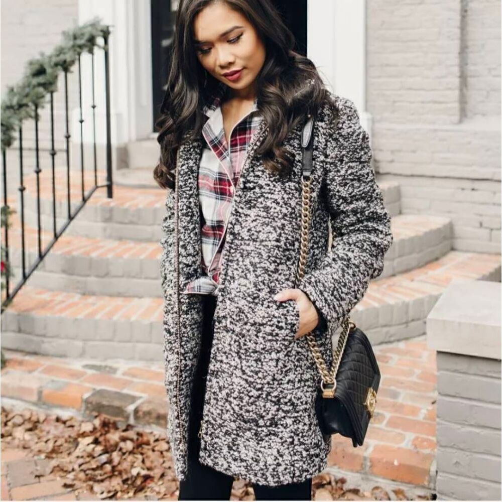 J. Crew Yulia Italian Wool Blend Lined Grey Sparkle Coat Winter Size Sz 0 Nwt